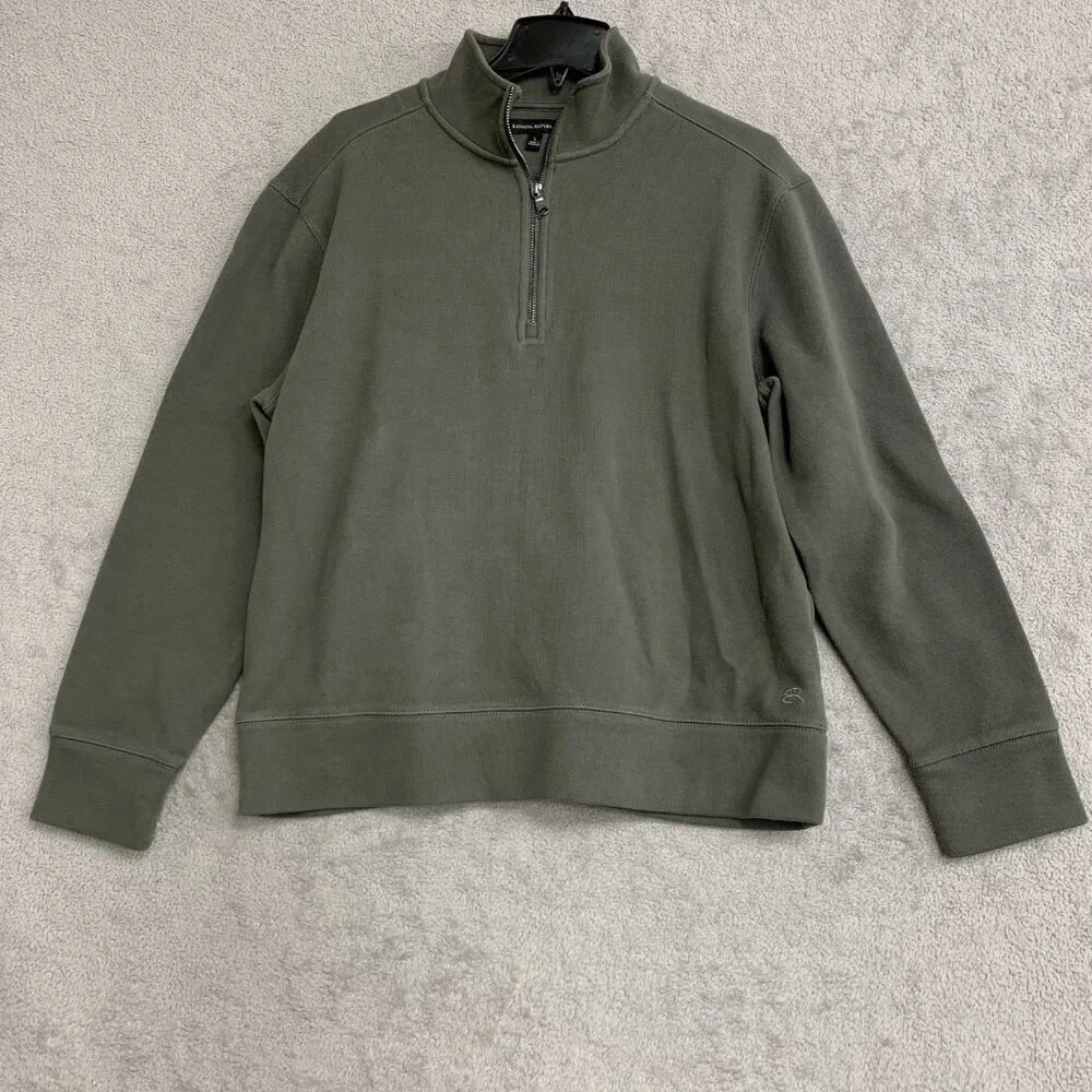 Banana Republic Men's L Olive Green Half-Zip Pullover Sweatshirt Cotton G1938